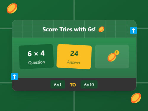 Match 6 Times Table Facts Tries
