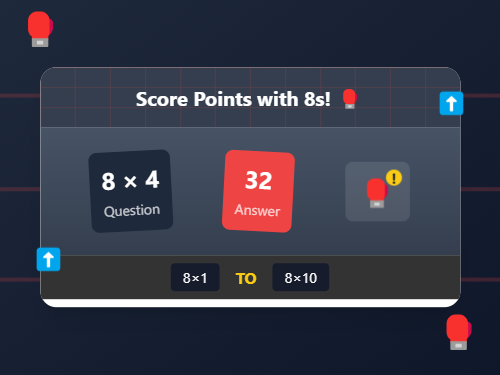 Match 8 Times Table Boxing Champions