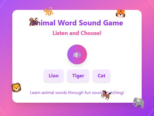 Match Animal Words with Sounds