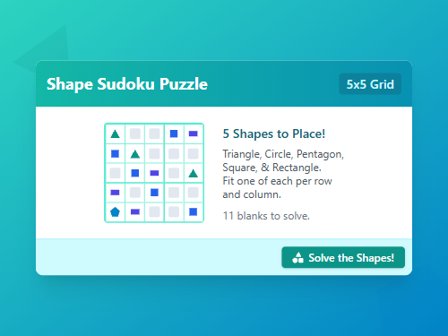 Shape Sudoku Puzzle (5x5)