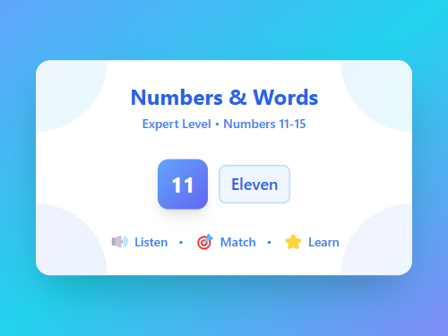 Match Numbers 11-15 with Words