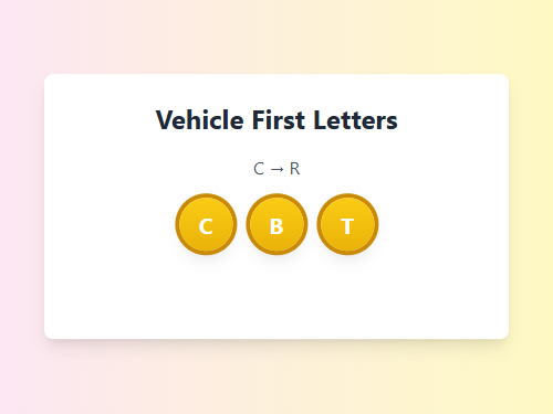 Match Vehicle First Letters