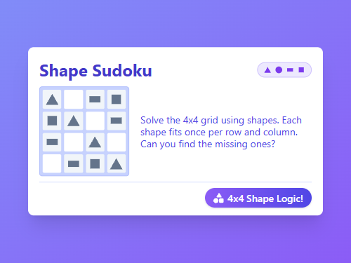 Shape Sudoku Puzzle (4x4)
