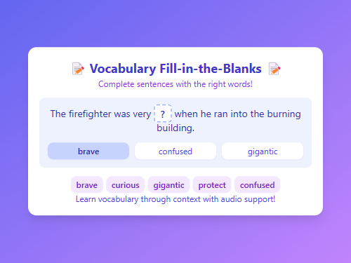 Vocabulary Fill-in-the-Blanks: Context Clues