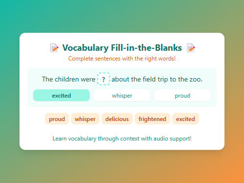 Vocabulary Fill-in-the-Blanks: Emotions Vocabulary