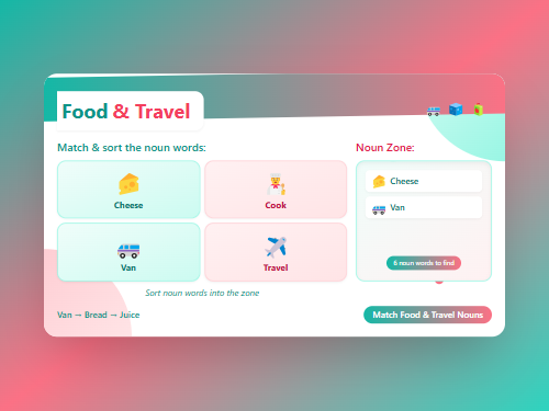Match Food and Travel Nouns