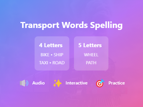 Transport Words Spelling Practice