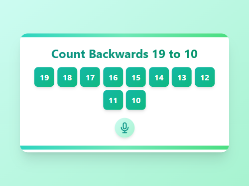 Count Backwards from 19 to 10