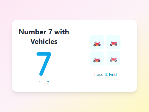 Trace and Find Number 7 with Motorcycles