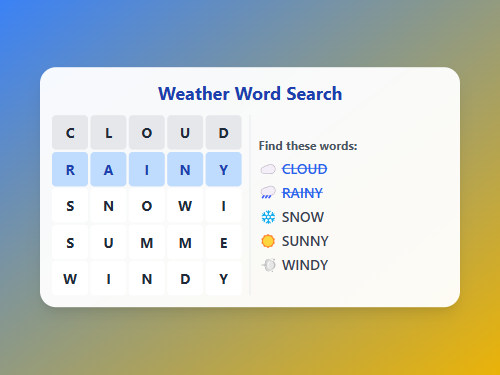 Find Weather and Season Words