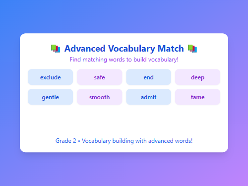 Advanced Vocabulary Match: Memory Challenge