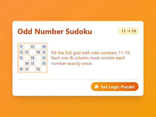 Odd Numbers Sudoku Puzzle 11-19