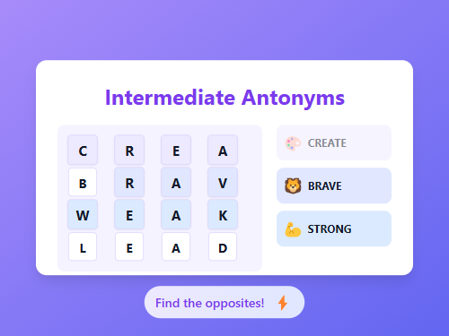 Intermediate Antonyms Word Search Challenge