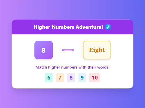 Match Numbers 6-10 with Words
