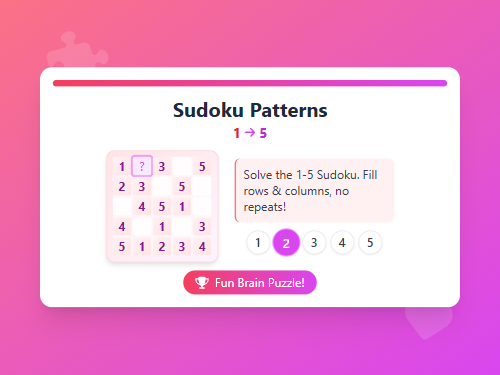 Sudoku Patterns 1-5 (8 Blanks)