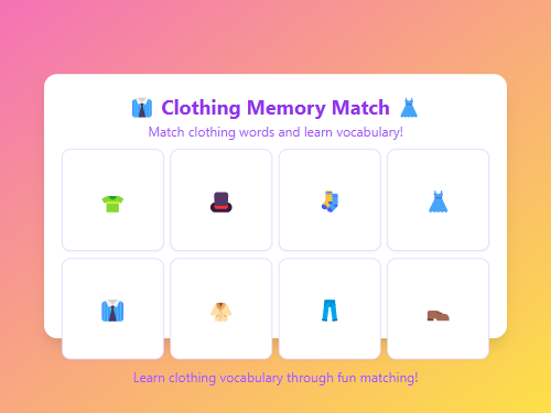 Clothing Memory Match: Dress-Up Fun