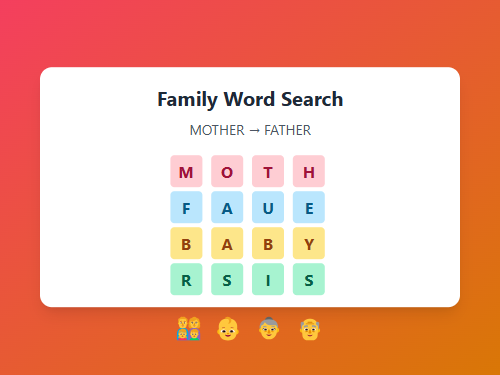 Find Family Members Word Search