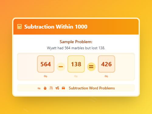 Subtraction Within 1000 Set 3