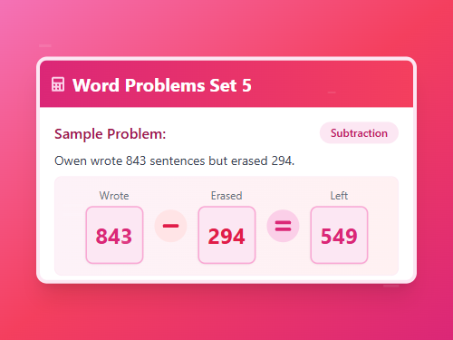Subtraction Within 1000 Set 5