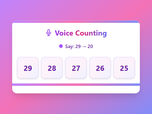 Count Backwards from 29 to 20