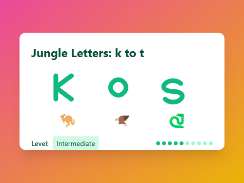 Jungle Letter Adventure: k to t