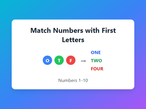 Match Numbers with First Letters