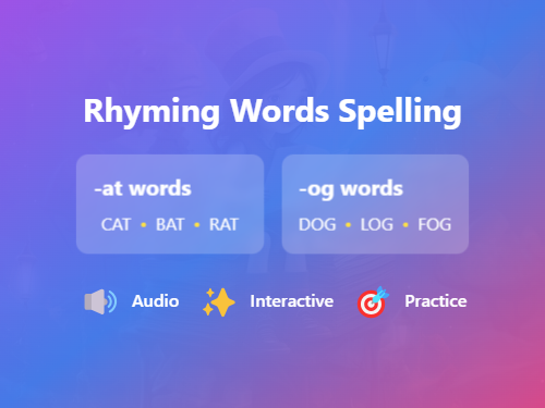 Magical Rhyming Words Dictation Practice