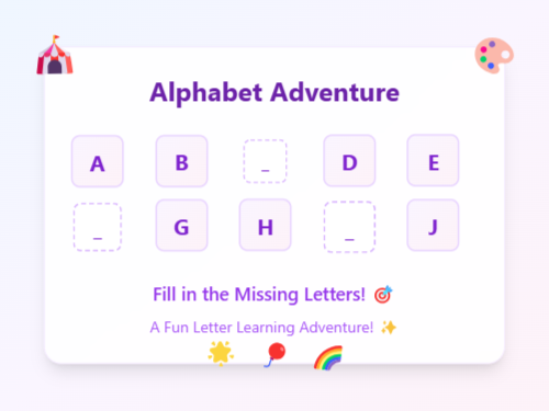 Fill the Missing Letters: Alphabet Adventure
