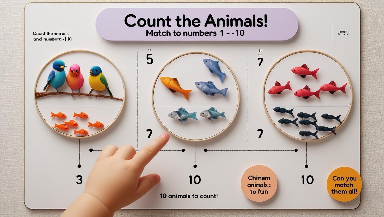 Count Animals and Match Numbers 1-10