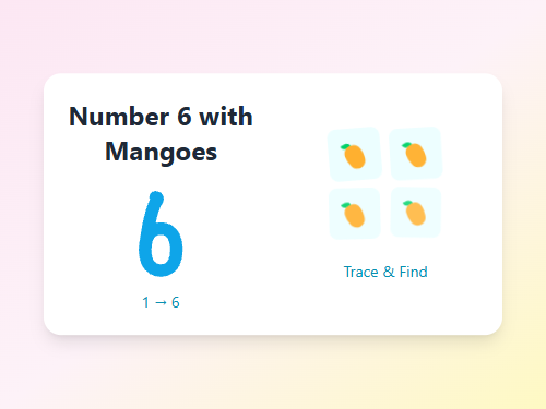 Trace and Find Number 6 with Mangoes