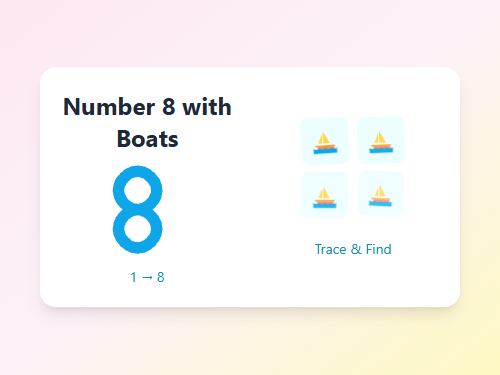 Trace and Find Number 8 with Boats